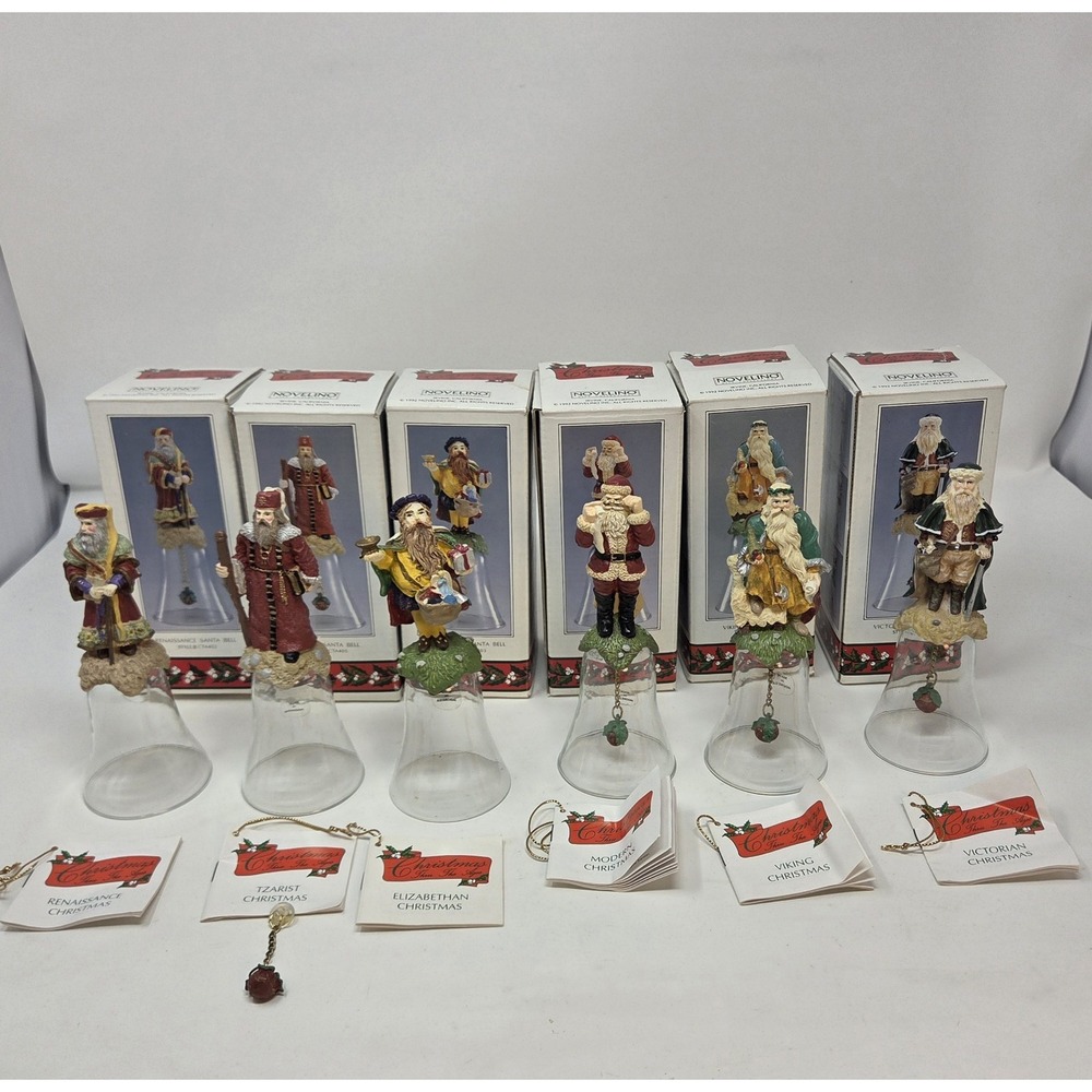 1992 Novelino Santa Bell Lot Christmas Thru The Ages Set of 6 in Boxes